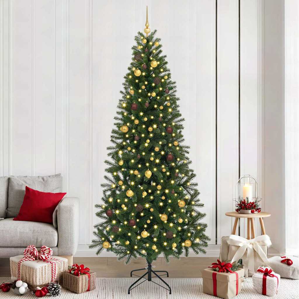 vidaXL Sztuczna choinka z 300 diodami LED Zielony 240 cm PE i PVC