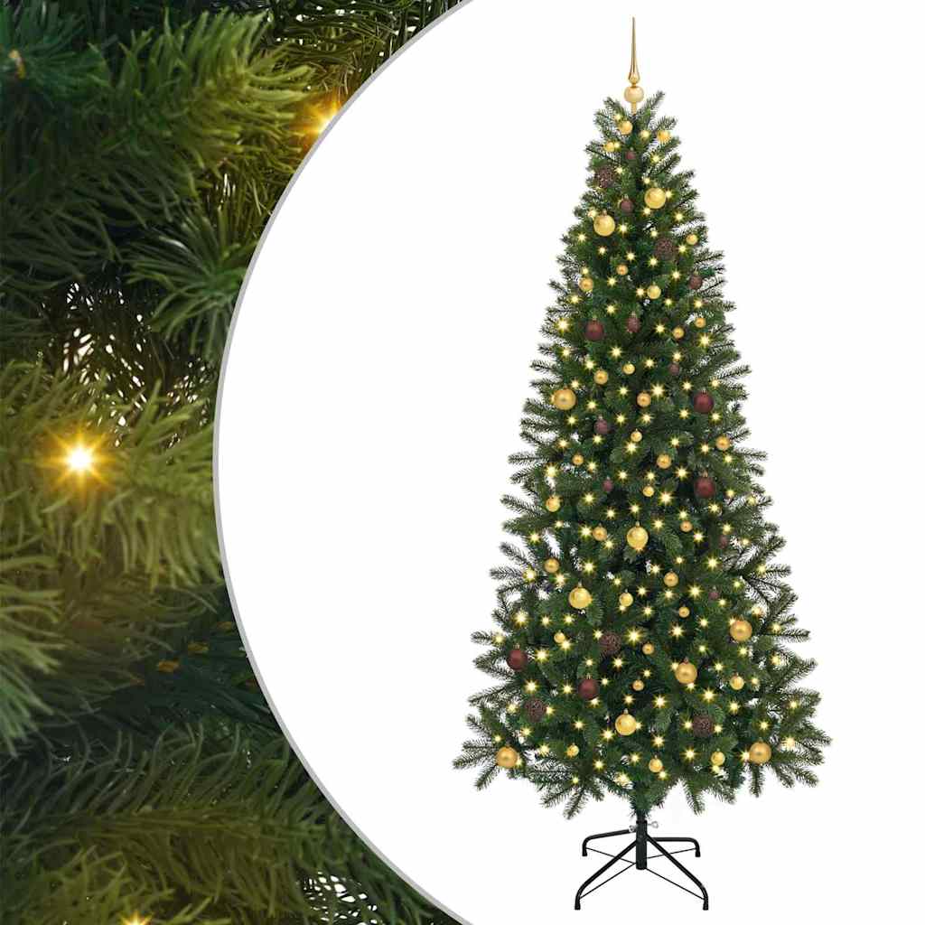 vidaXL Sztuczna choinka z 300 diodami LED Zielony 240 cm PE i PVC