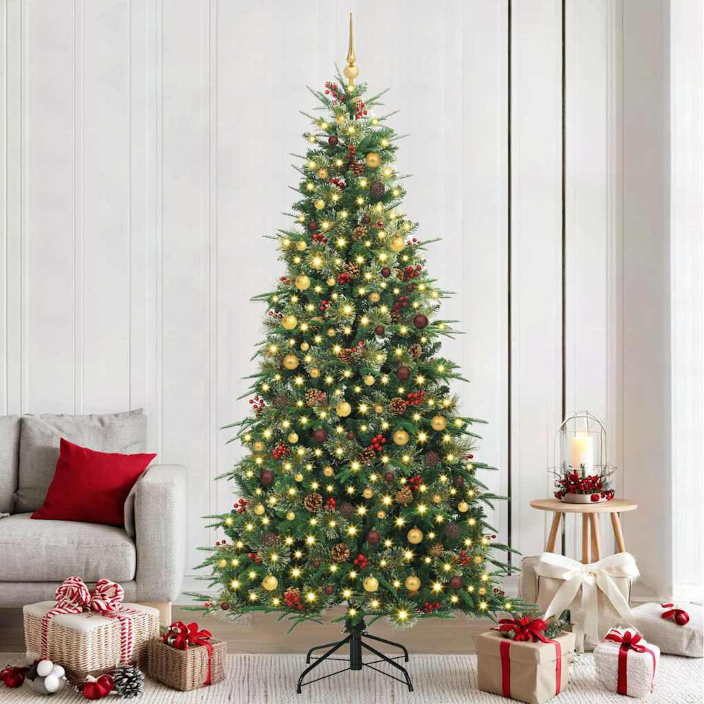 vidaXL Sztuczna choinka z zawiasami z podstawą Zielony 240 cm PE i PVC