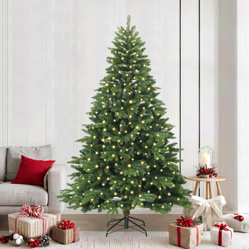 vidaXL Sztuczna choinka z 300 diodami LED Zielony 240 cm PE i PVC