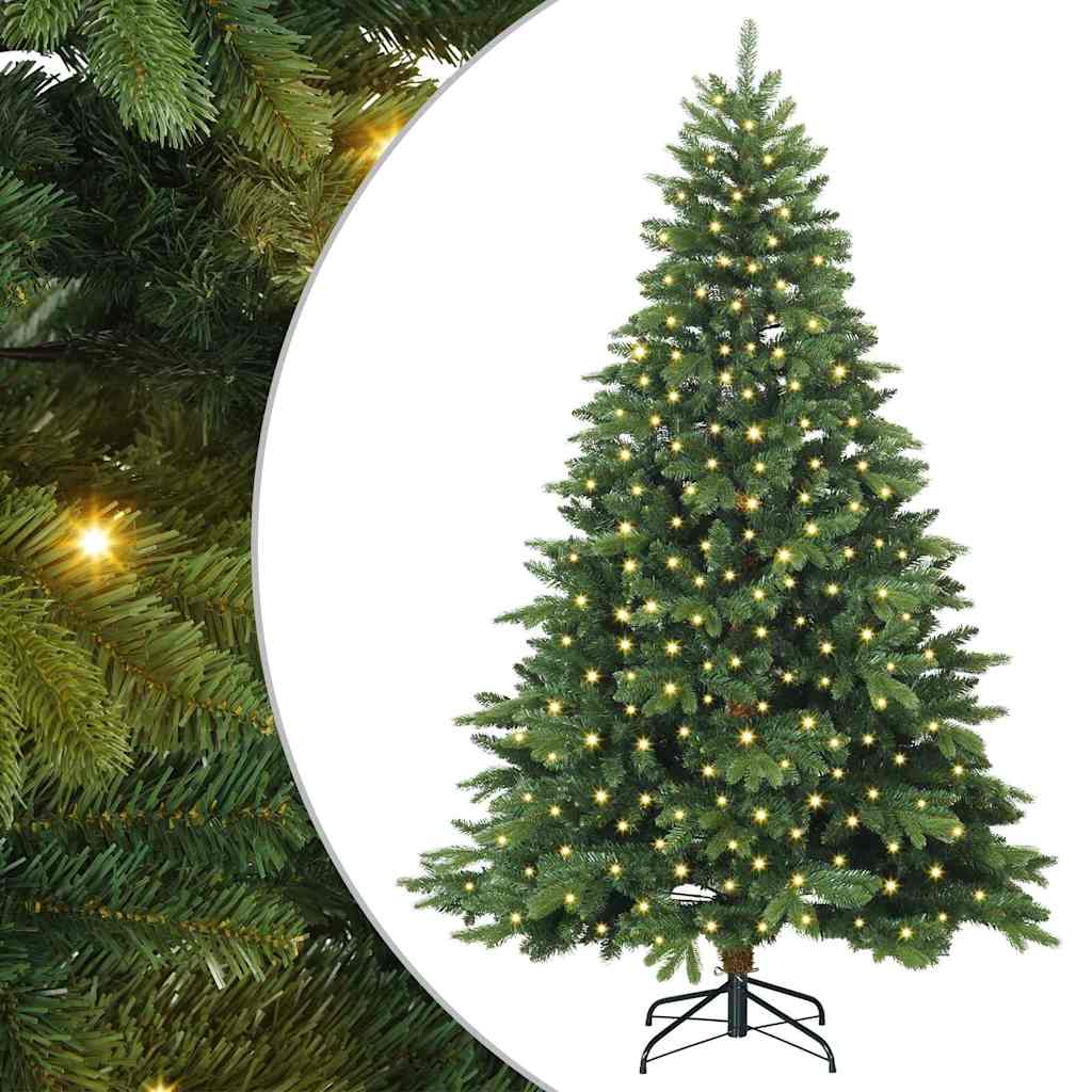 vidaXL Sztuczna choinka z 300 diodami LED Zielony 240 cm PE i PVC