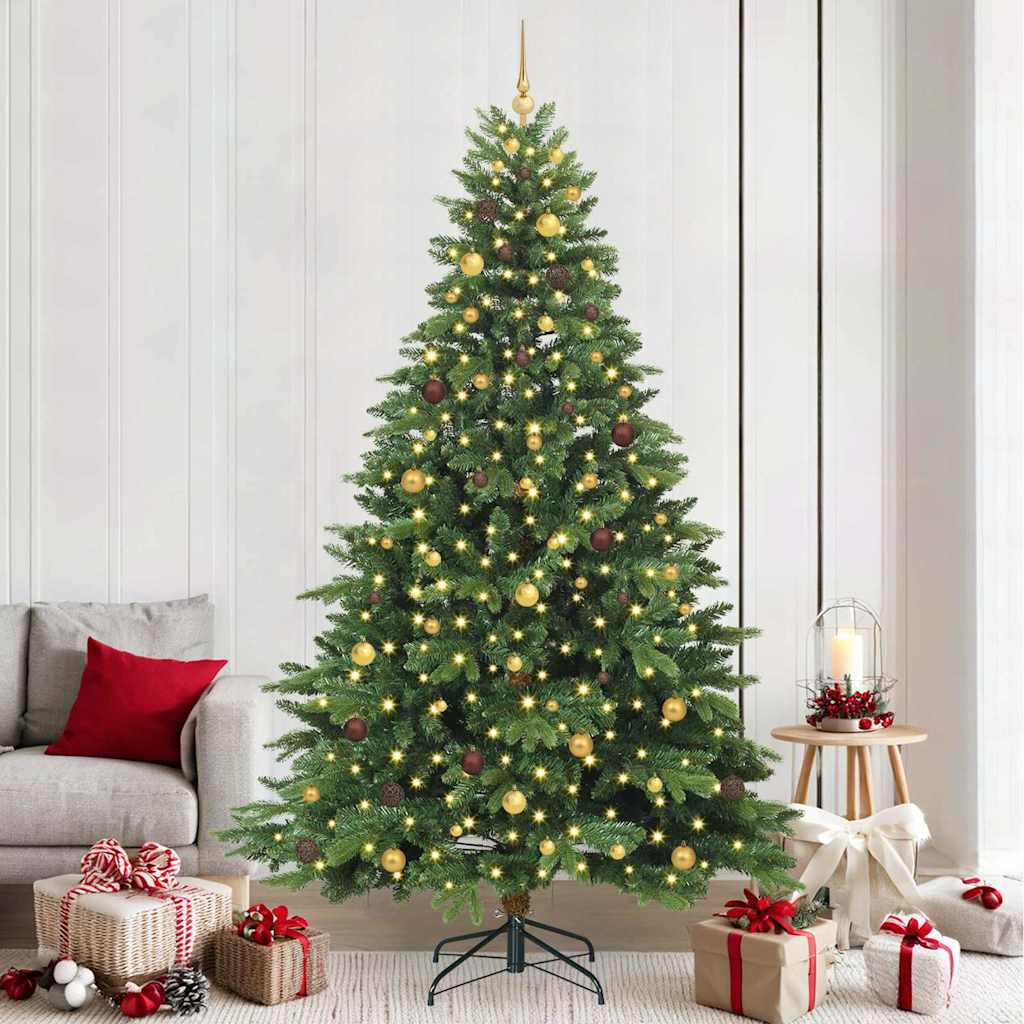 vidaXL Sztuczna choinka z 300 diodami LED Zielony 240 cm PE i PVC