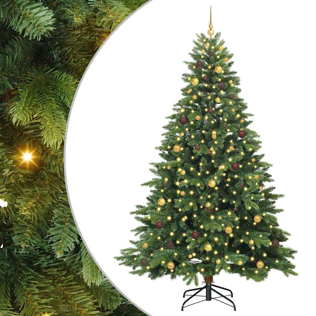 vidaXL Sztuczna choinka z 300 diodami LED Zielony 240 cm PE i PVC