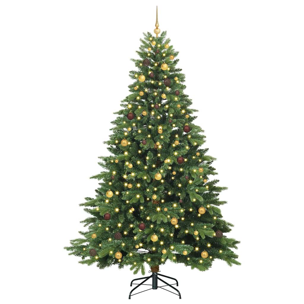 vidaXL Sztuczna choinka z 300 diodami LED Zielony 240 cm PE i PVC
