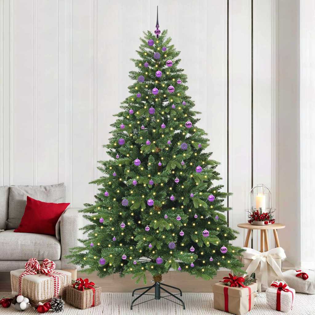 vidaXL Sztuczna choinka z 300 diodami LED Zielony 240 cm PE i PVC