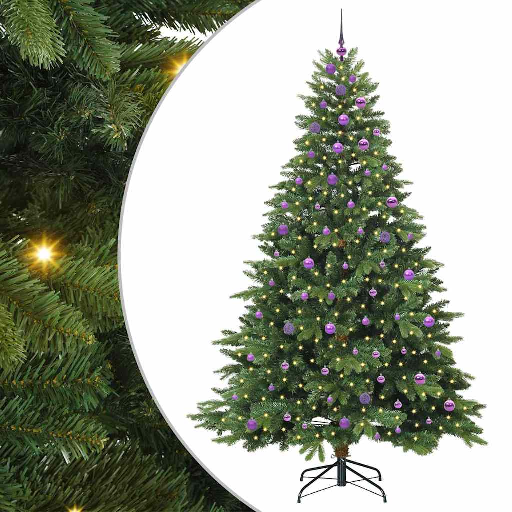 vidaXL Sztuczna choinka z 300 diodami LED Zielony 240 cm PE i PVC