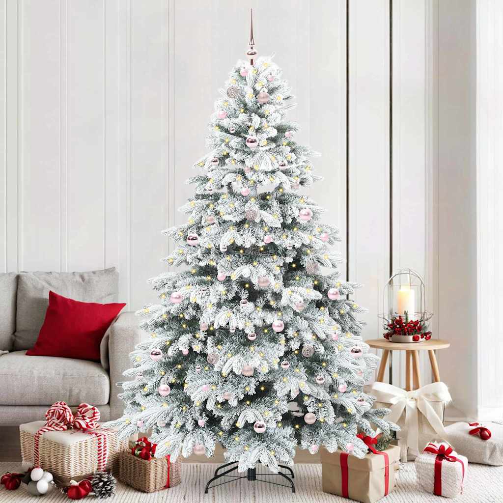 vidaXL Sztuczna choinka z 300 diodami LED Biały 210 cm PE i PVC
