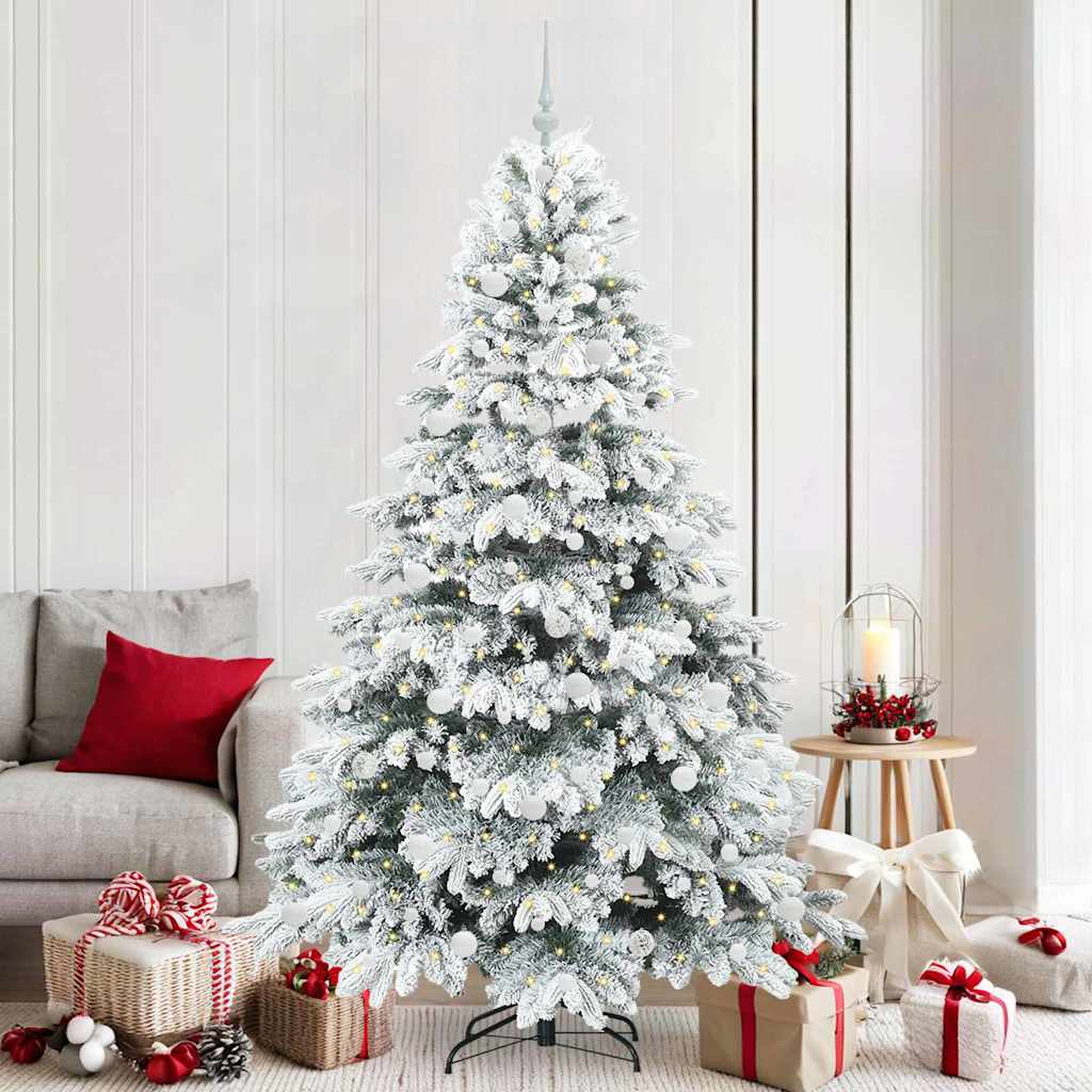 vidaXL Sztuczna choinka z 300 diodami LED Biały 210 cm PE i PVC