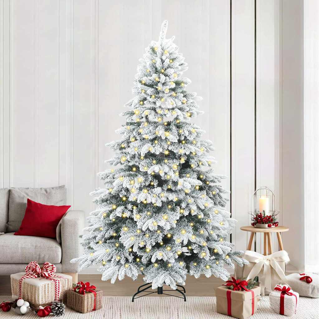 vidaXL Sztuczna choinka z 300 diodami LED Biały 240 cm PE i PVC
