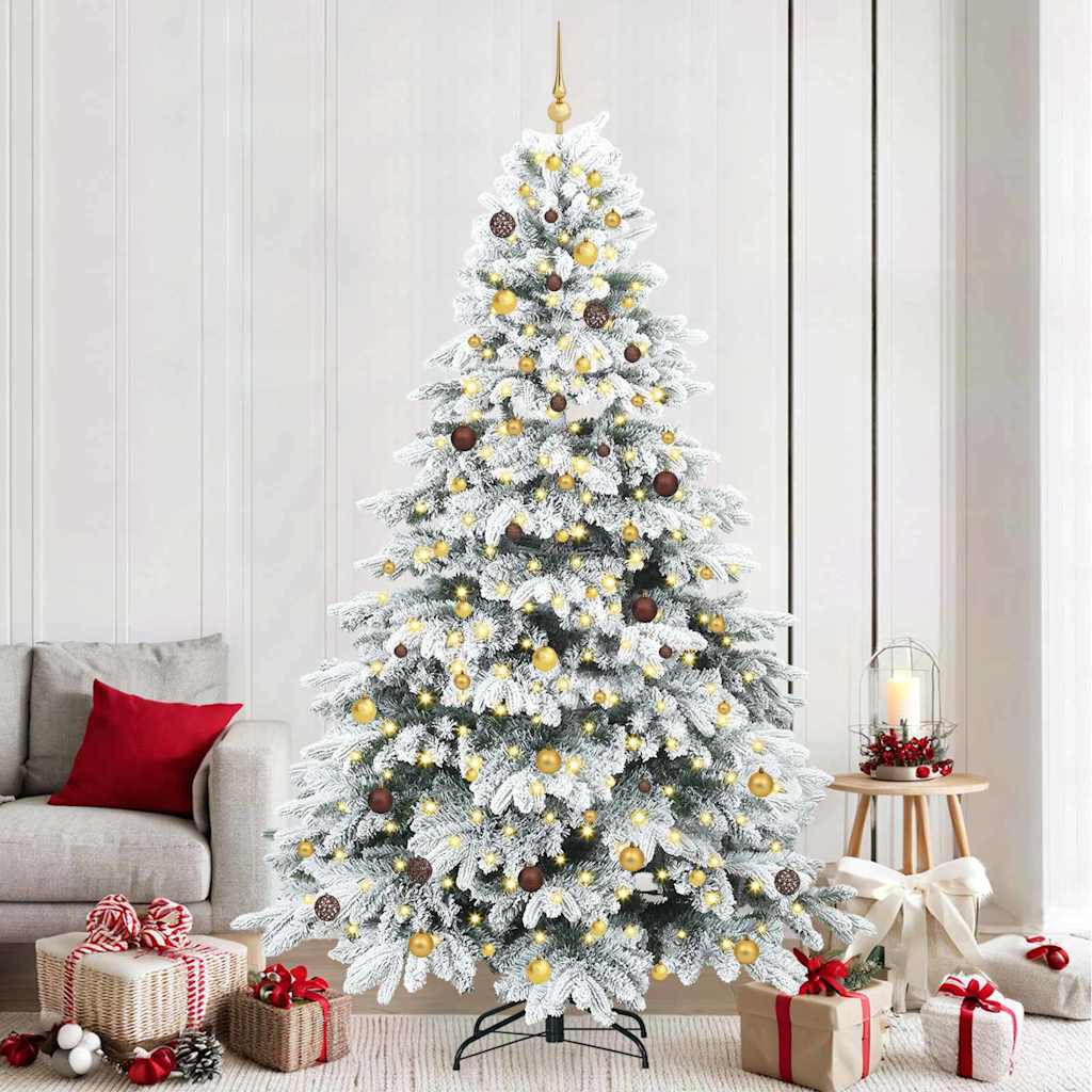 vidaXL Sztuczna choinka z 300 diodami LED Biały 240 cm PE i PVC