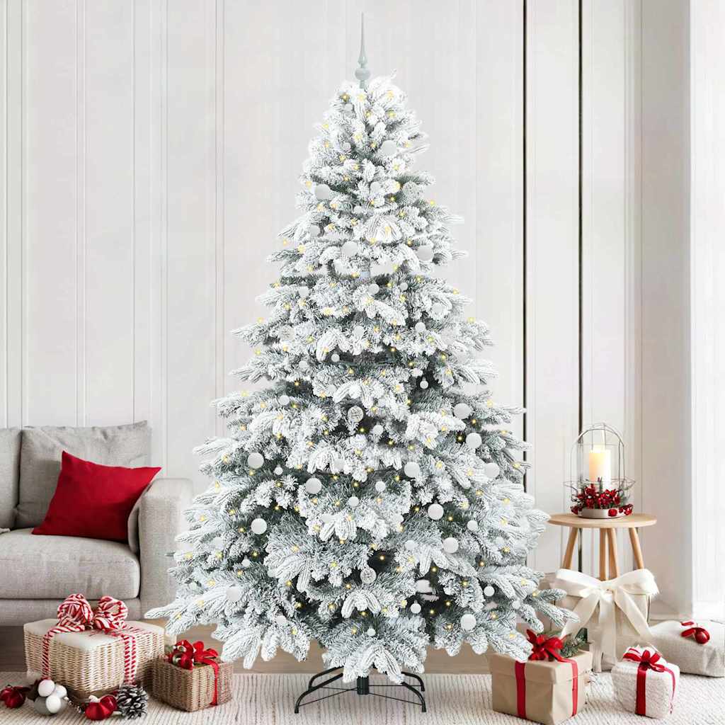 vidaXL Sztuczna choinka z 300 diodami LED Biały 240 cm PE i PVC
