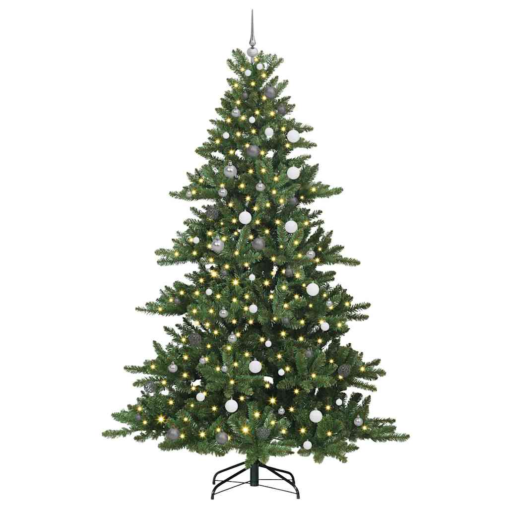 vidaXL Sztuczna choinka z zawiasami Zielony 240 cm PVC i stal