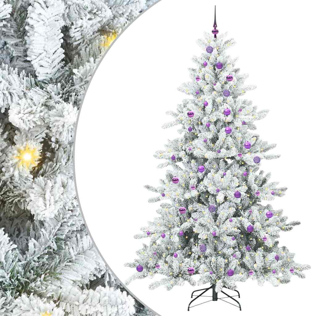 vidaXL Sztuczna choinka z zawiasami z podstawą Biały 240 cm PVC i stal