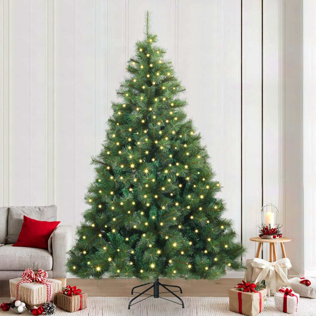 vidaXL Sztuczna choinka z 300 diodami LED Zielony 240 cm PE i PVC