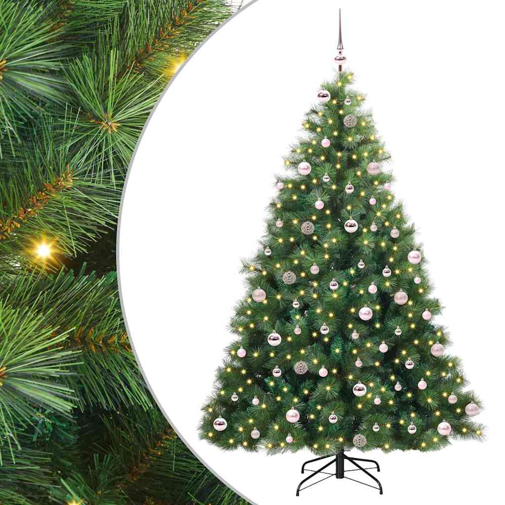 vidaXL Sztuczna choinka z 300 diodami LED Zielony 240 cm PE i PVC