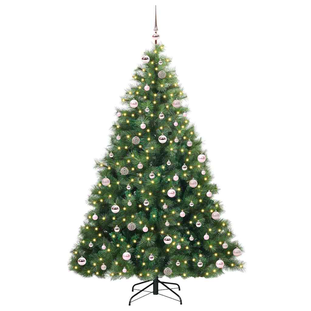 vidaXL Sztuczna choinka z 300 diodami LED Zielony 240 cm PE i PVC