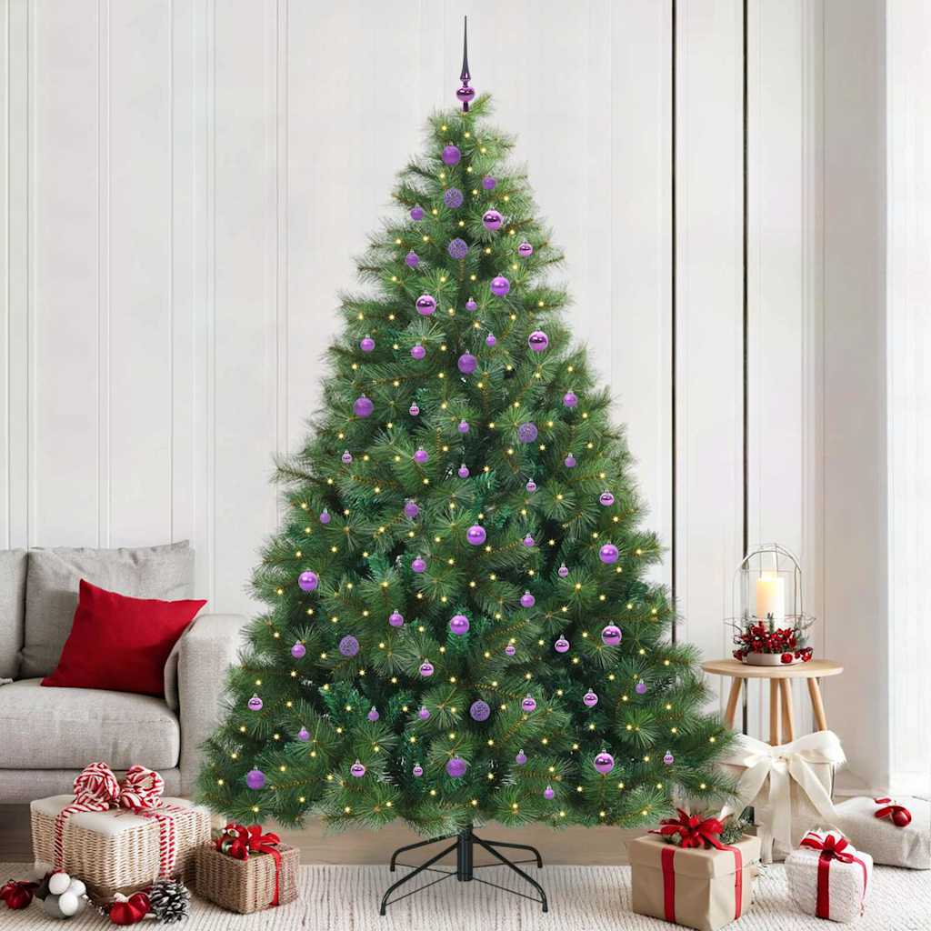 vidaXL Sztuczna choinka z 300 diodami LED Zielony 240 cm PE i PVC