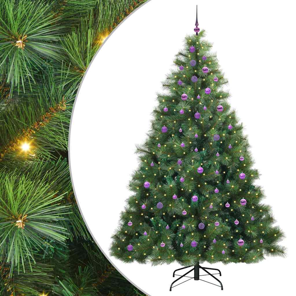 vidaXL Sztuczna choinka z 300 diodami LED Zielony 240 cm PE i PVC