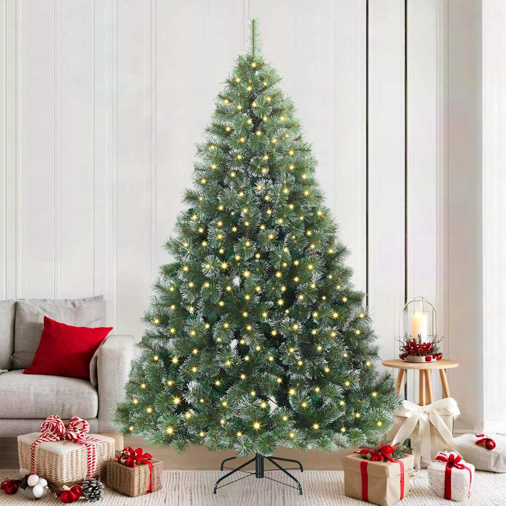 vidaXL Sztuczna choinka z 300 diodami LED Zielony 210 cm PE i PVC