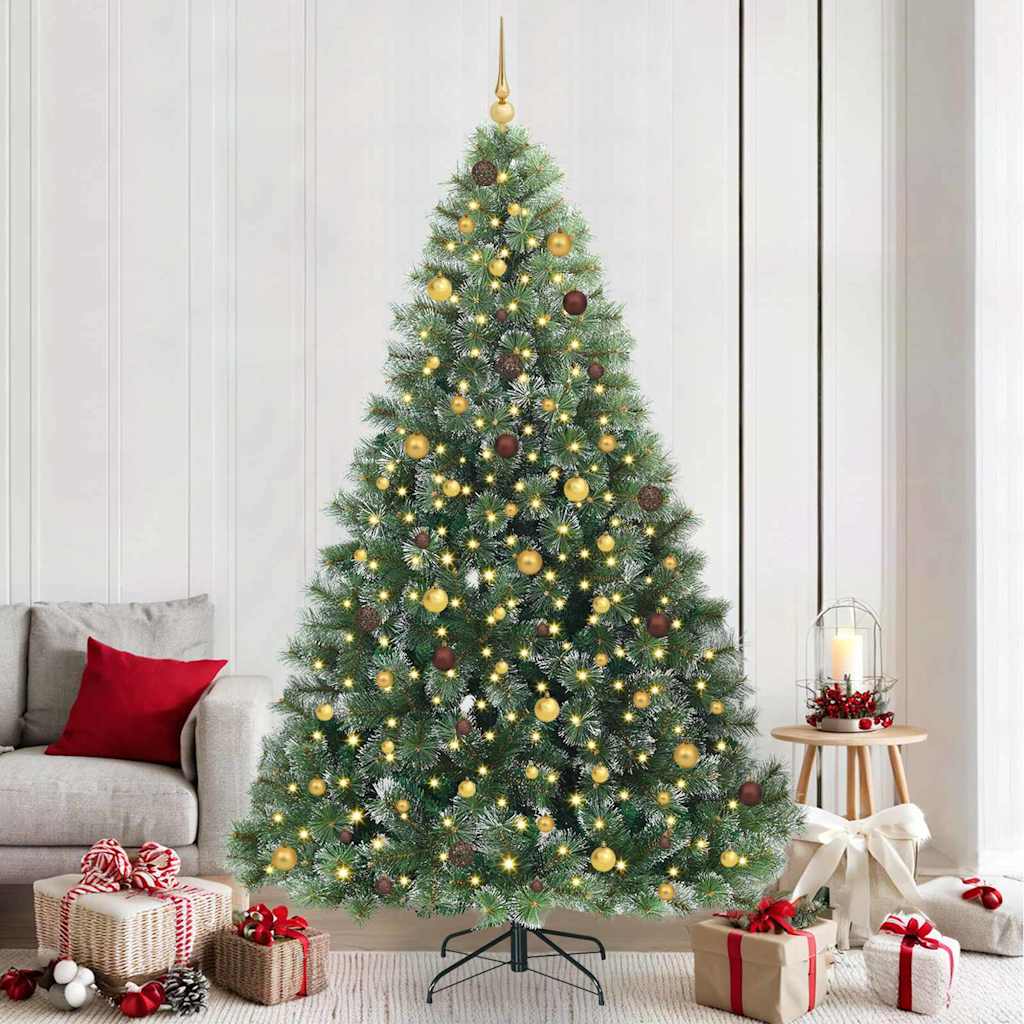 vidaXL Sztuczna choinka z 300 diodami LED Zielony 240 cm PE i PVC