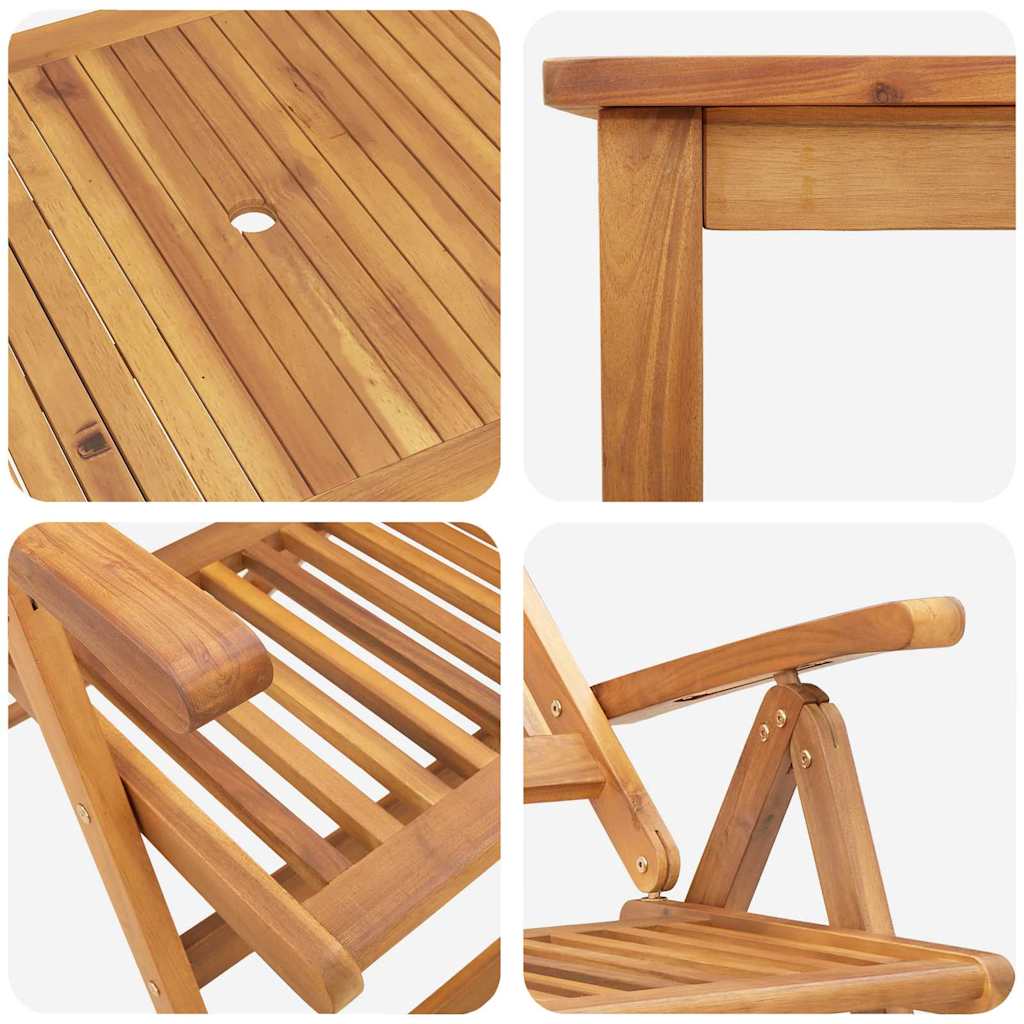 vidaXL Zestaw do jadalni w ogrodzie 7 pcs Brązowy Lite Drewno Akacji
