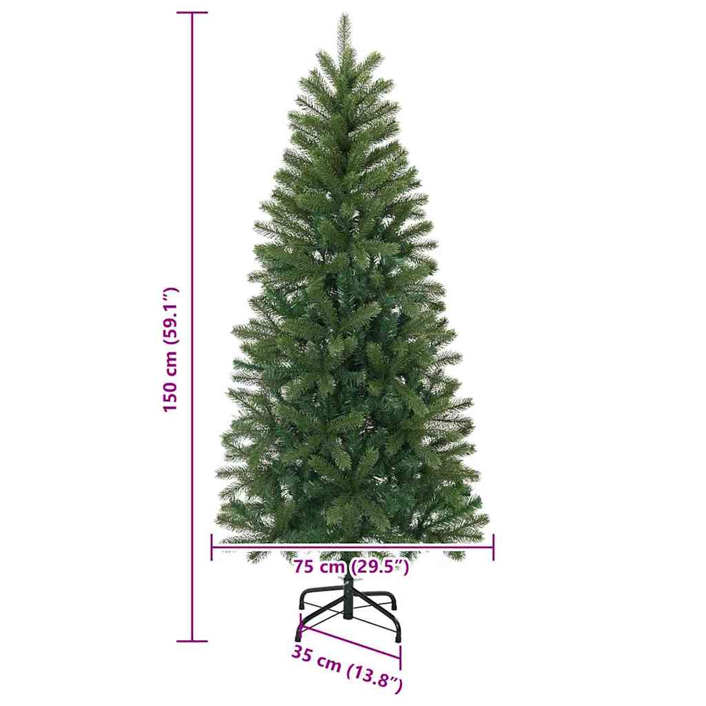 vidaXL Sztuczna choinka z podstawą Zielony 150 cm PVC, PE i stal