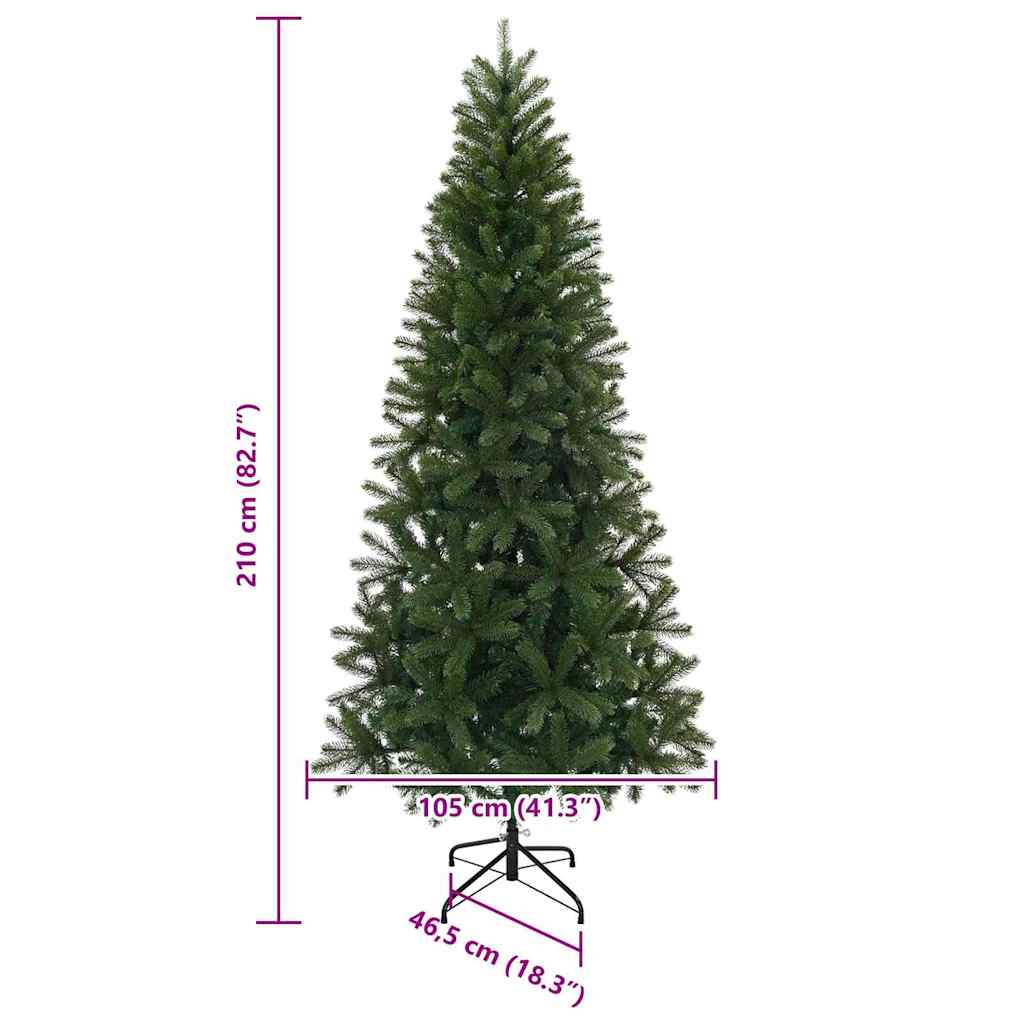 vidaXL Sztuczna choinka z podstawą Zielony 210 cm PVC, PE i stal