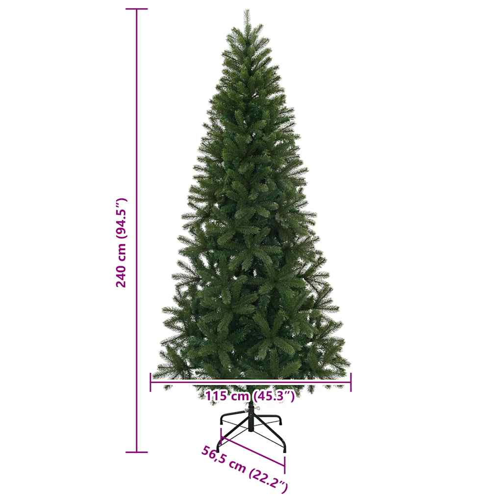 vidaXL Sztuczna choinka z podstawą Zielony 240 cm PVC, PE i stal