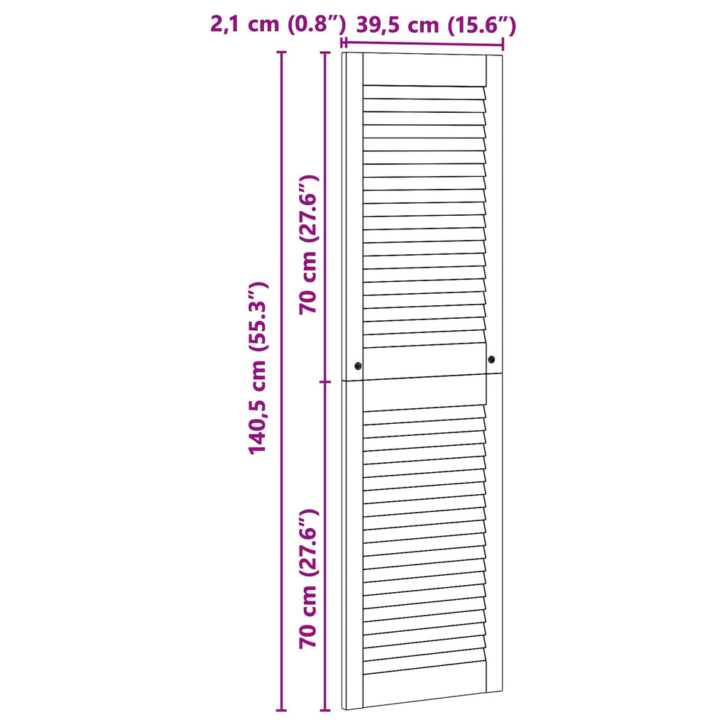 vidaXL Drzwi do szafki 2 pcs Naturalny 140,5 x 2,1 x 39,5 cm