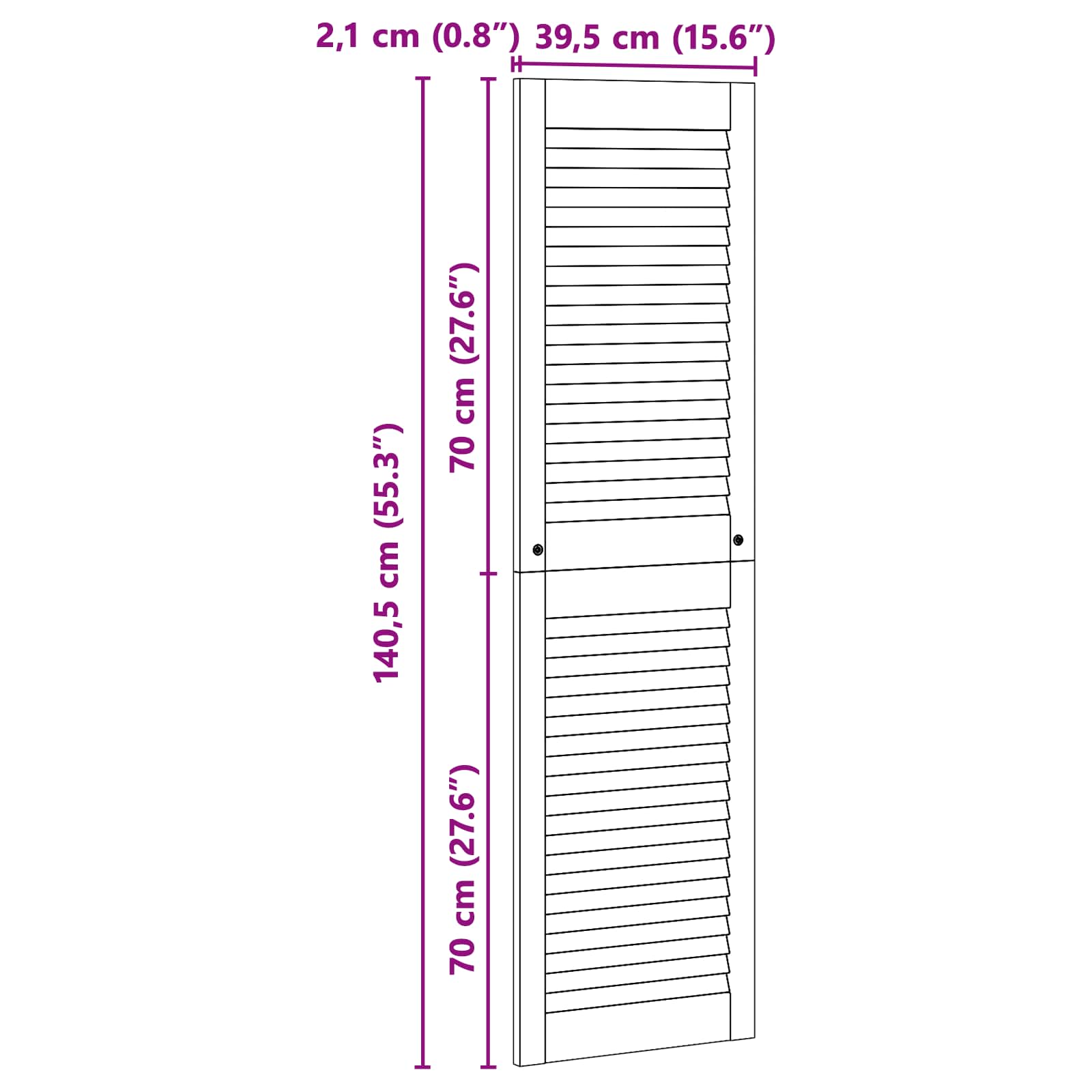 vidaXL Drzwi do szafki 2 pcs Naturalny 140,5 x 2,1 x 39,5 cm