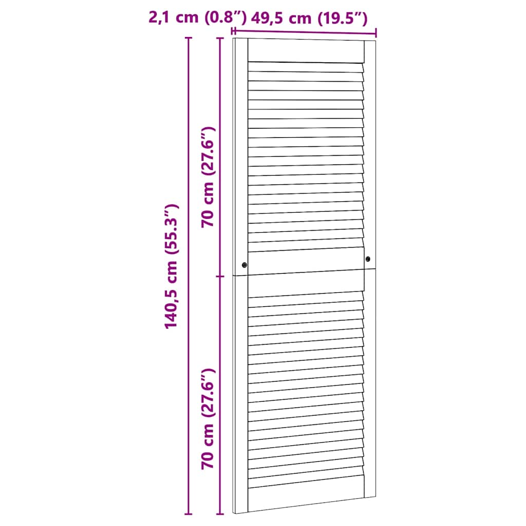 vidaXL Drzwi do szafki z drzwiami Naturalny 49,5 x 2,1 x 140,5 cm