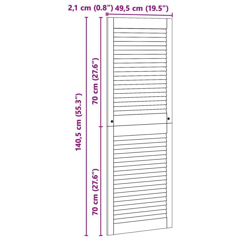 vidaXL Drzwi do szafki 2 pcs Naturalny 49,5 x 2,1 x 140,5 cm