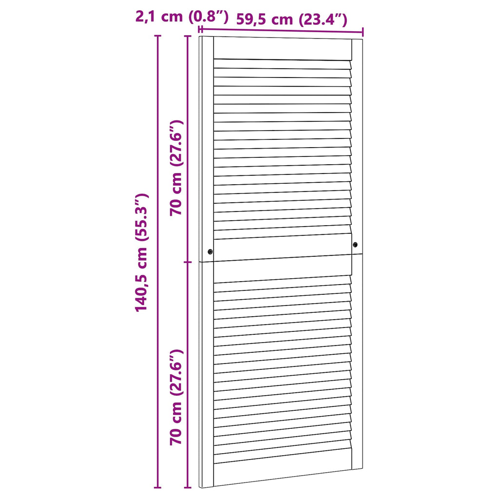 vidaXL Drzwi do szafki 2 pcs Naturalny 140,5 x 2,1 x 59,5 cm