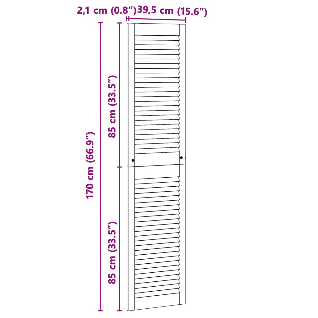 vidaXL Drzwi do szafki z drzwiami 2 pcs Naturalny 170 x 2,1 x 39,5 cm
