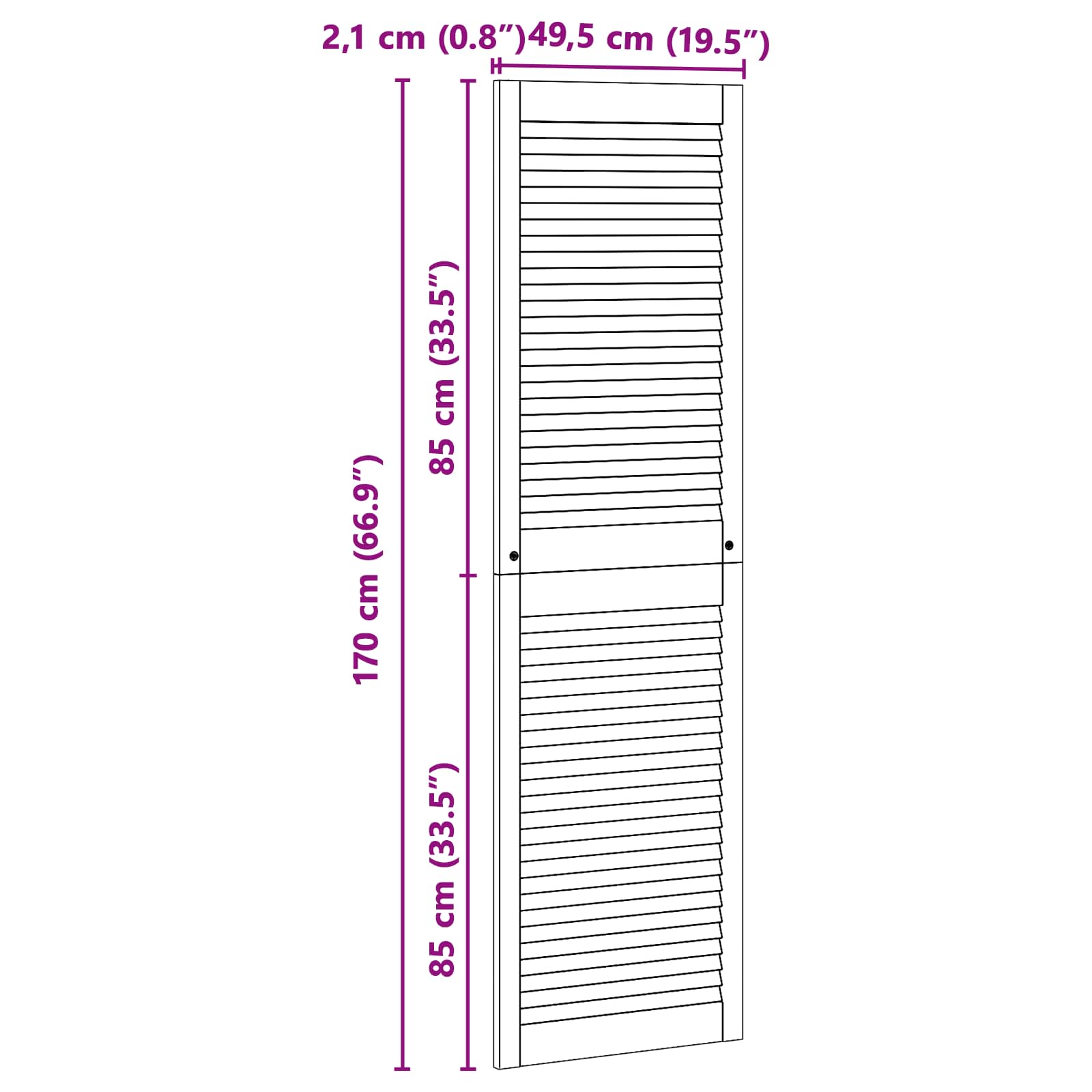 vidaXL Drzwi do szafki z drzwiami 2 pcs Naturalny 170 x 2,1 x 49,5 cm