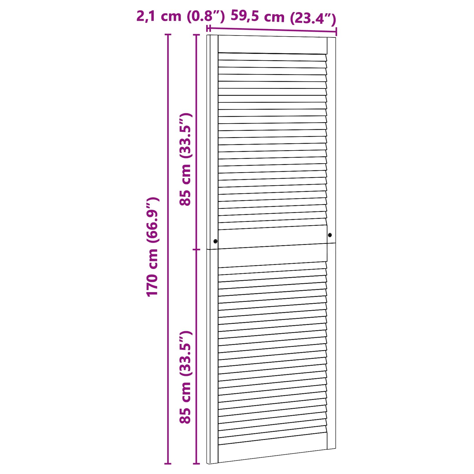 vidaXL Drzwi do szafki z drzwiami 2 pcs Naturalny 170 x 2,1 x 59,5 cm