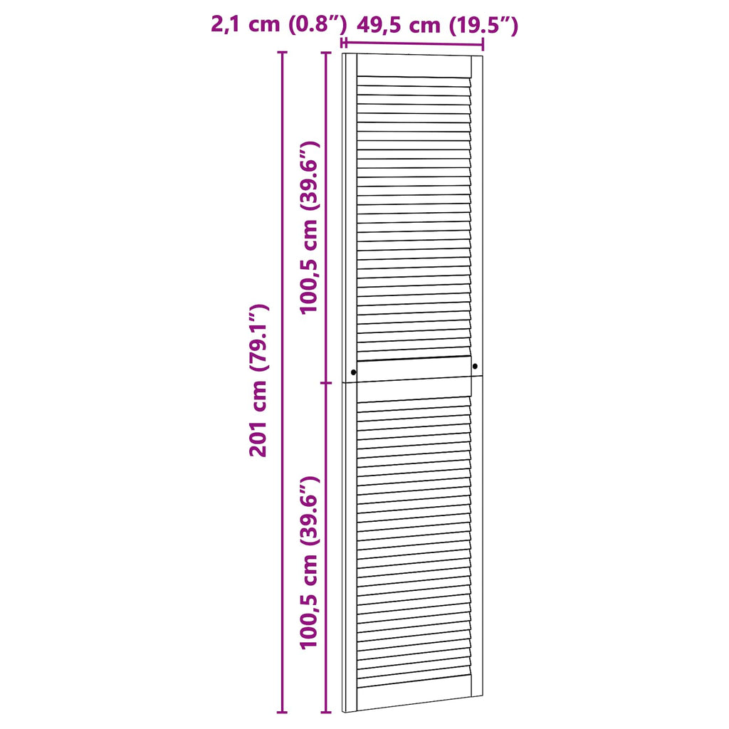 vidaXL Drzwi do szafki z drzwiami 2 pcs Naturalny 201 x 2,1 x 49,5 cm