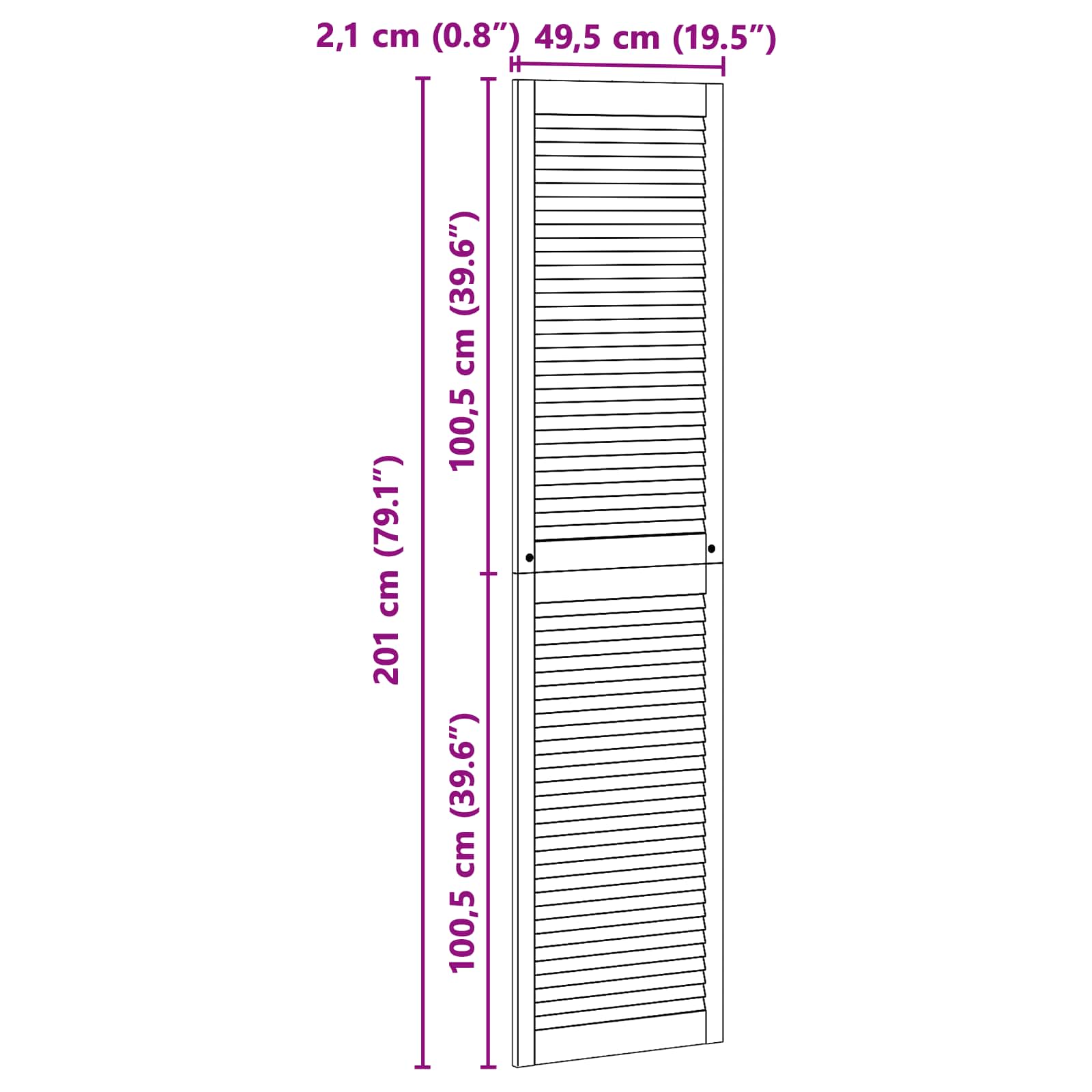 vidaXL Drzwi do szafki z drzwiami 2 pcs Naturalny 201 x 2,1 x 49,5 cm