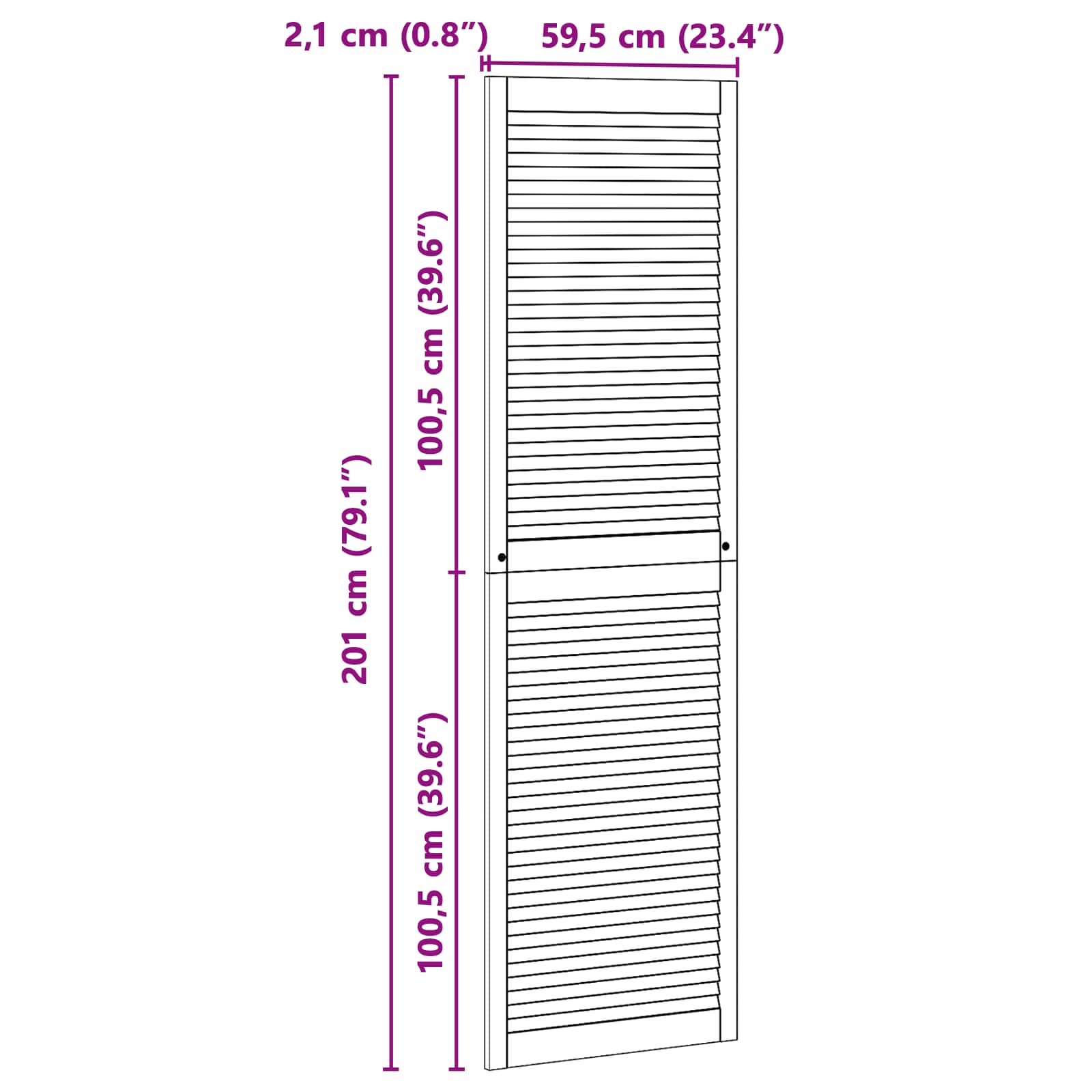 vidaXL Drzwi do szafki z drzwiami 2 pcs Naturalny 201 x 2,1 x 59,5 cm