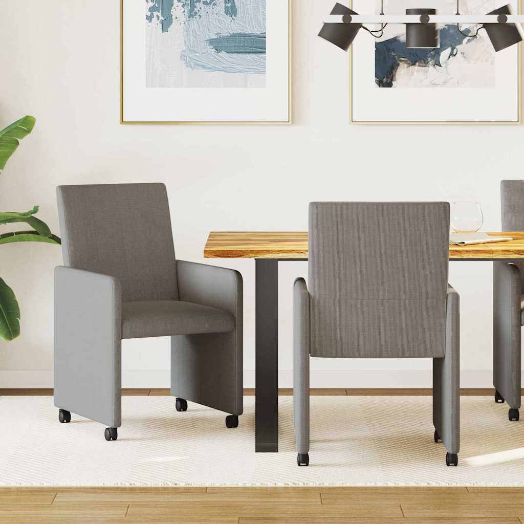vidaXL Krzesełka jadalne na kółkach 2 pcs Jasnoszary 57 x 66 x 94 cm