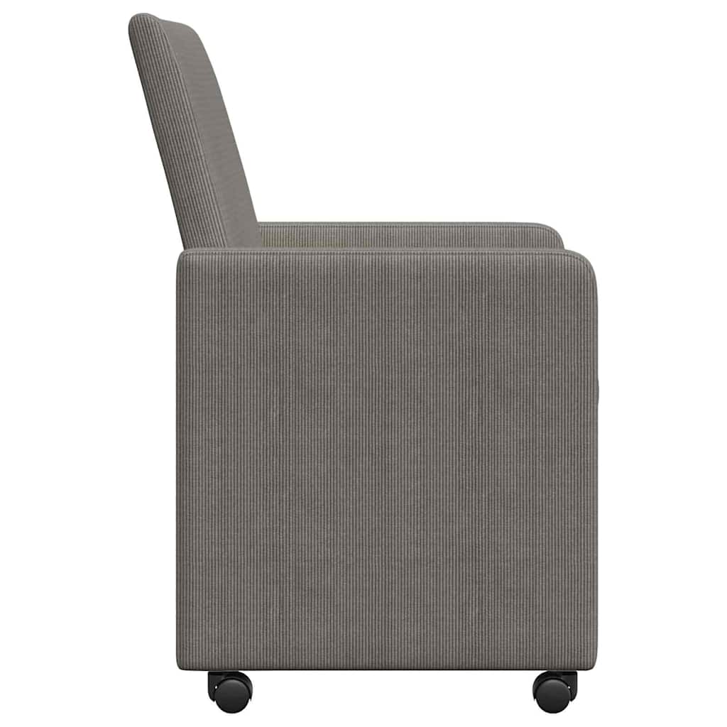 vidaXL Krzesełka jadalne na kółkach 2 pcs Jasnoszary 57 x 66 x 94 cm