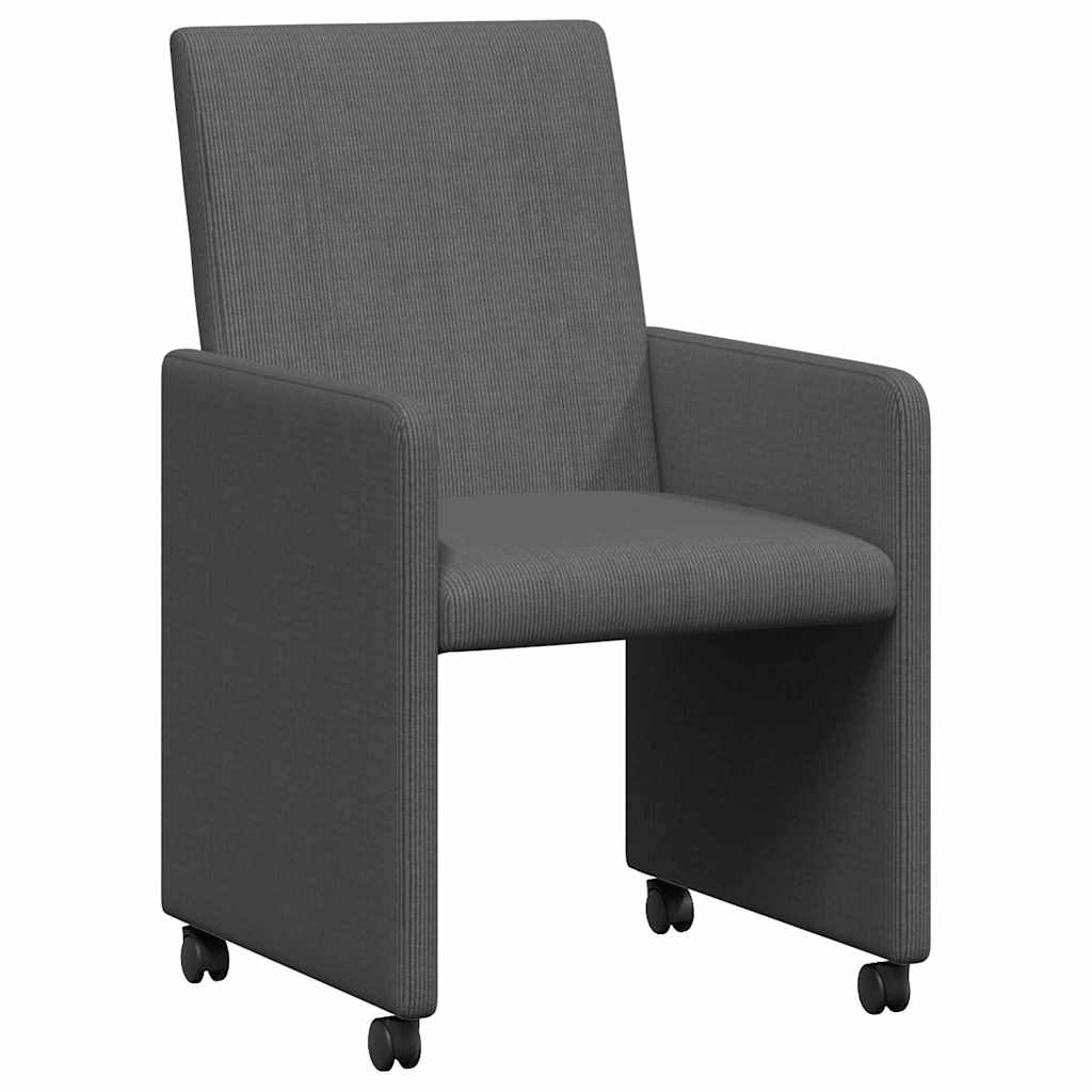 vidaXL Krzesełka jadalne na kółkach 2 pcs ciemno szary 57 x 66 x 94 cm