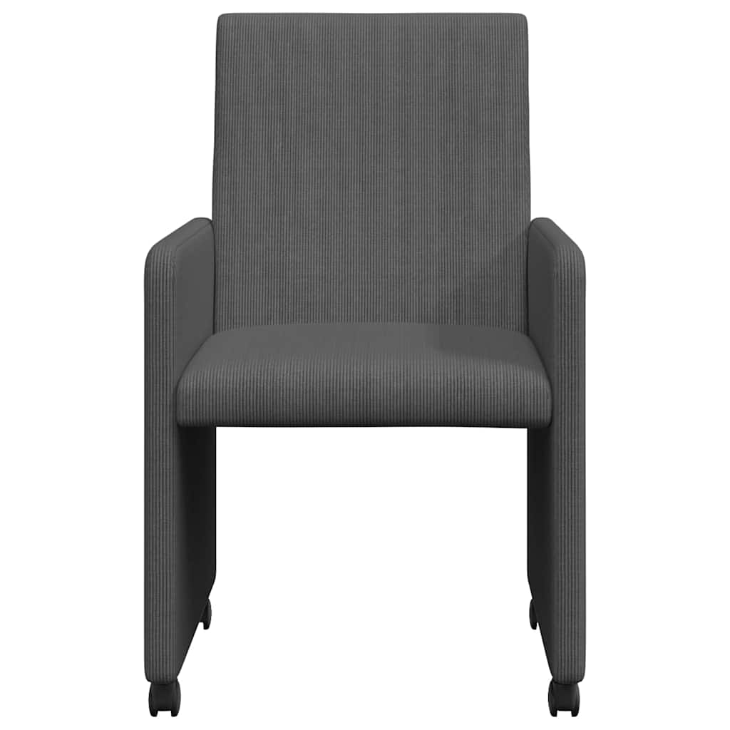 vidaXL Krzesełka jadalne na kółkach 2 pcs ciemno szary 57 x 66 x 94 cm