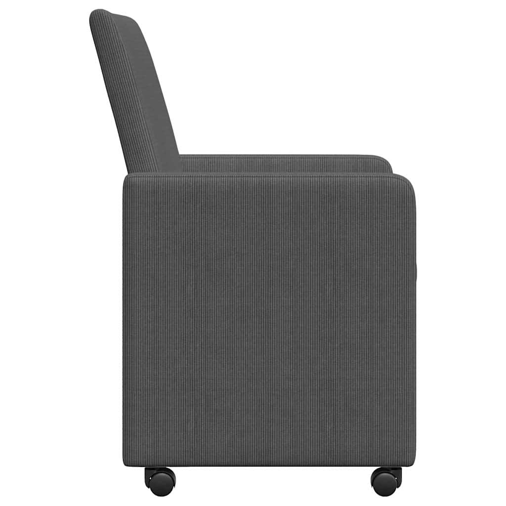 vidaXL Krzesełka jadalne na kółkach 2 pcs ciemno szary 57 x 66 x 94 cm