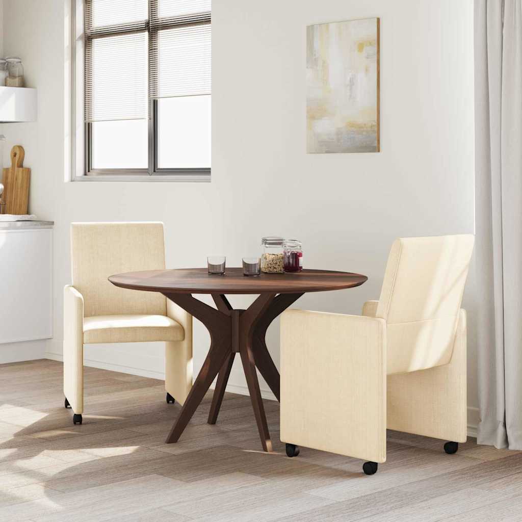 vidaXL Krzesełka jadalne na kółkach 2 pcs Kremowy 57 x 66 x 94 cm