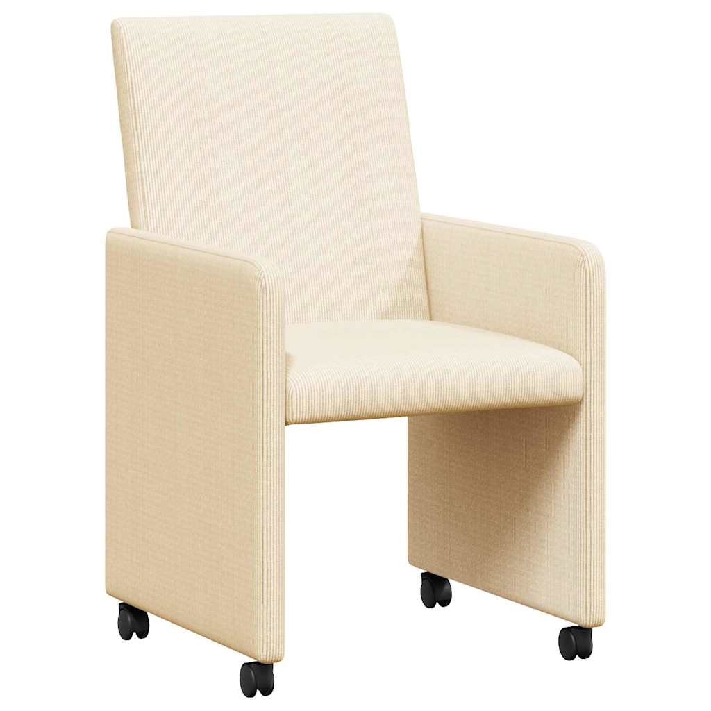 vidaXL Krzesełka jadalne na kółkach 2 pcs Kremowy 57 x 66 x 94 cm