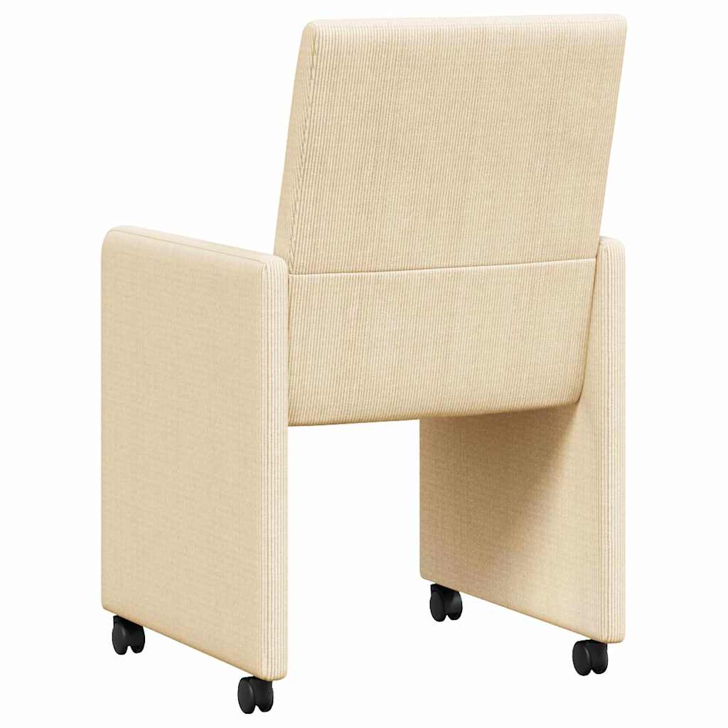 vidaXL Krzesełka jadalne na kółkach 2 pcs Kremowy 57 x 66 x 94 cm