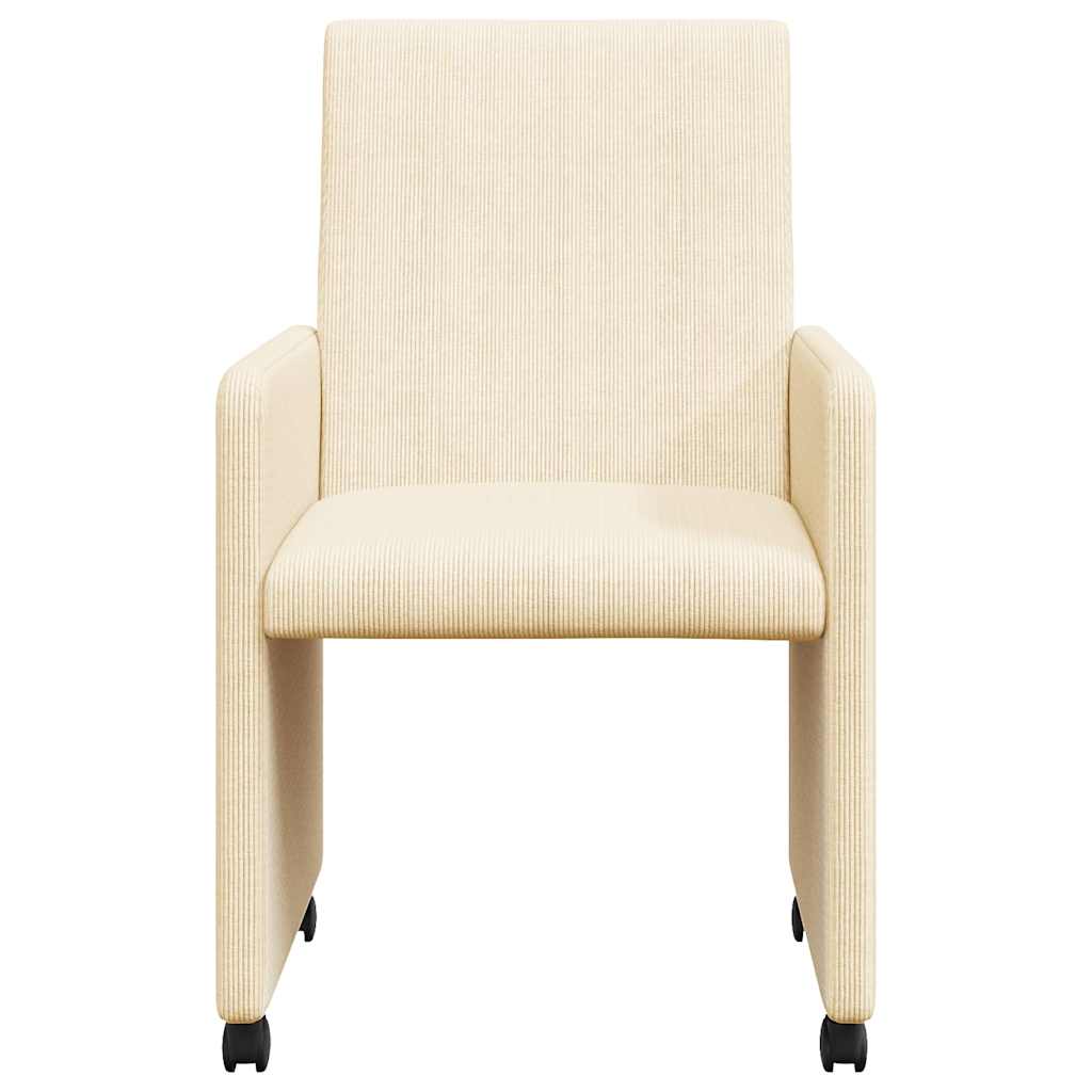 vidaXL Krzesełka jadalne na kółkach 2 pcs Kremowy 57 x 66 x 94 cm