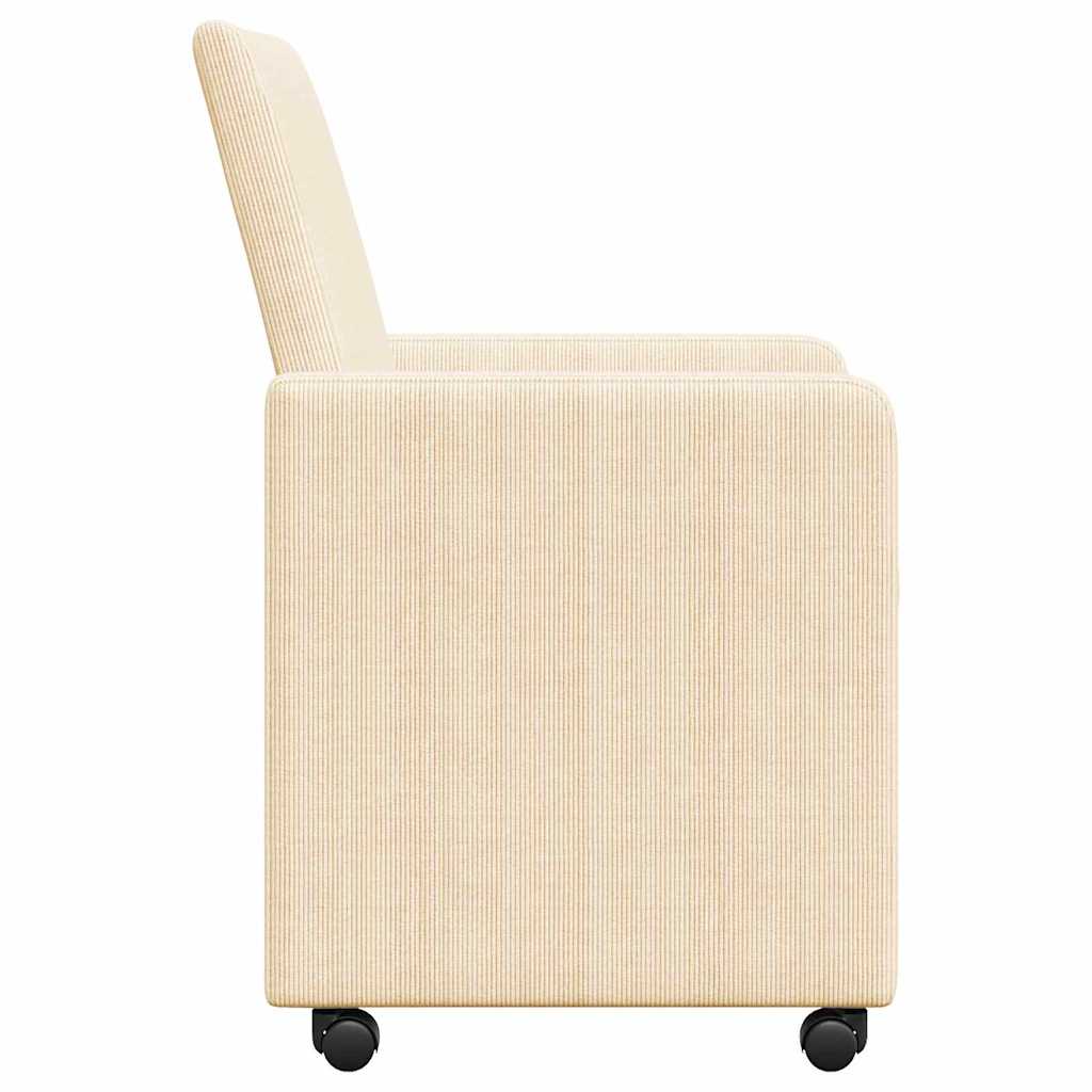 vidaXL Krzesełka jadalne na kółkach 2 pcs Kremowy 57 x 66 x 94 cm