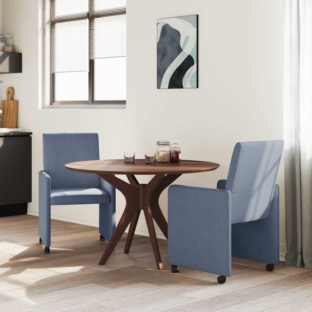 vidaXL Krzesełka jadalne na kółkach 2 pcs Niebieski 57 x 66 x 94 cm